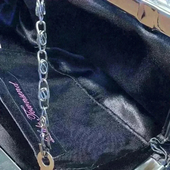 Black and Gunmetal Clutch with Removable Metal Chain Strap - Picture 6 of 7